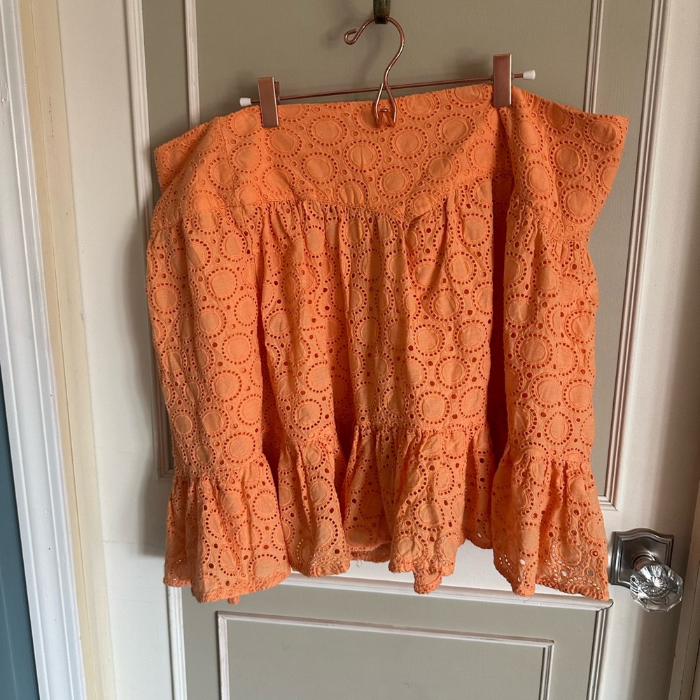 Anthropologie Orange Eyelet Blouse